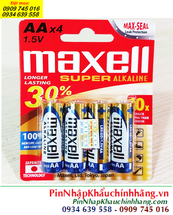 Maxell LR6(GD)4B, Pin tiểu AA 1.5v super alkaline Maxell LR6(GD)4B - MẪU MỚI /Loại vỉ 4viên